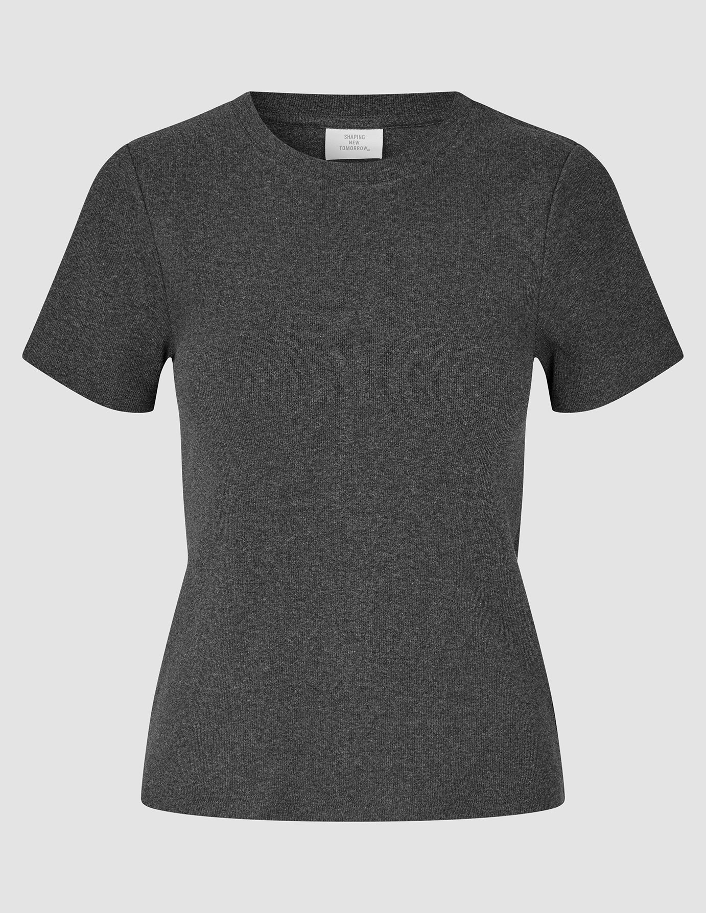 Women Rib T-shirt Dark Grey Melange